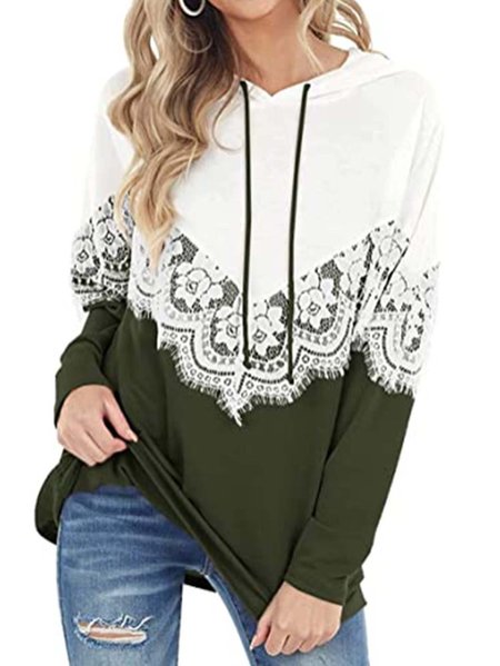 

Guipure Casual Sweatshirt, Army green, Hoodies & Sweatshirts