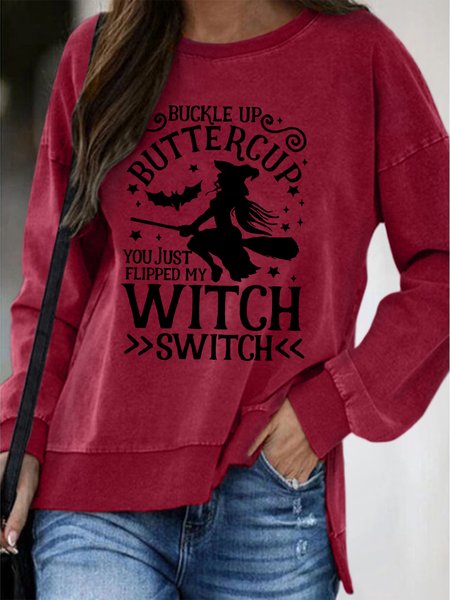 

Buckle Up Buttercup You Just Flipped My Witch Switch Halloween Sweatshirt, Red, Hoodies&Sweatshirts