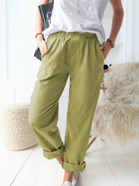 

Cotton Blends Pants, Green, Pants