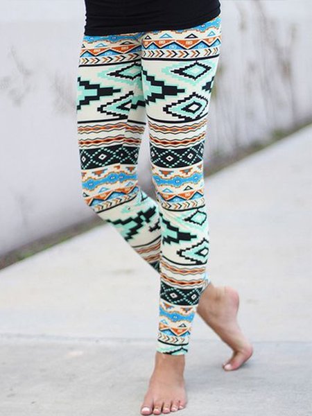 

Vintage High Stretch Geometric Pants, Multicolor, Leggings