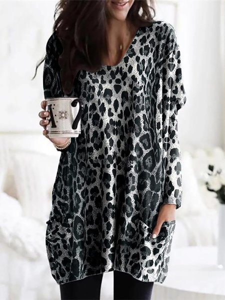 

Ombre/Leopard Printed Long Sleeves Shirts & Tops, Tops