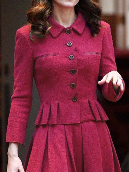 

Long Sleeve Skinny Solid Lady Outerwear, Deep red, Blazers