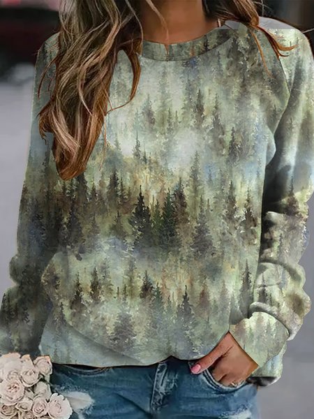 

Woodland Whispers Casual Sweatshirt, As picture, Hoodies&Sweatshirts