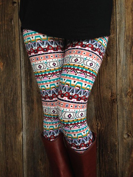 

Personalized basic printing ethnic basic leggings, As picture, Leggings