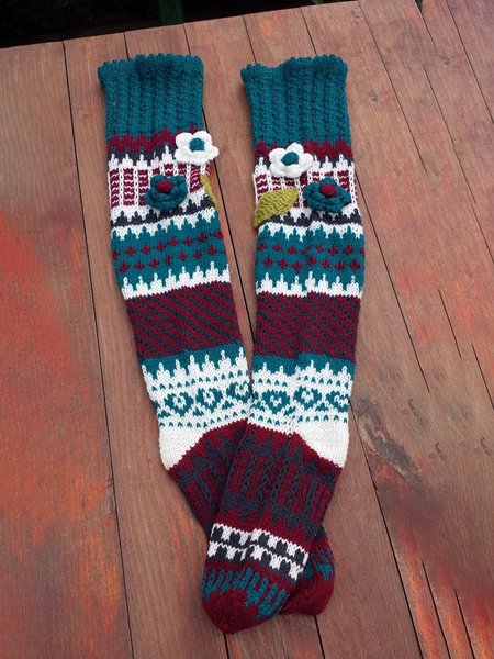 

Handmade Chain Link Warm Socks, As picture, Socks