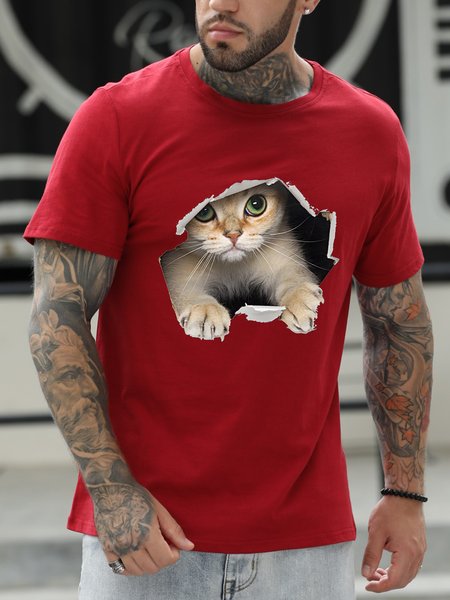 

Cat Funny Graphic Tshirts, Red, T-shirts
