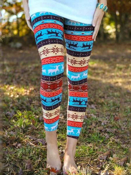 

Vintage High Stretch Geometric Pants, Multicolor, Leggings