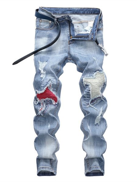 

Casual Ripped Denim Pants, Light blue, Men's pants