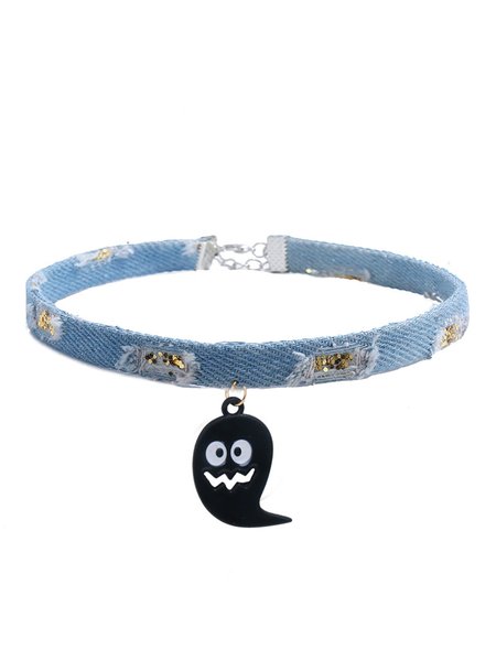 

Simple Halloween Alloy Ghost Necklace, Lightblue, Necklaces