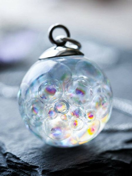 

Simple Personality Glass Ball Necklace, As picture, Necklaces