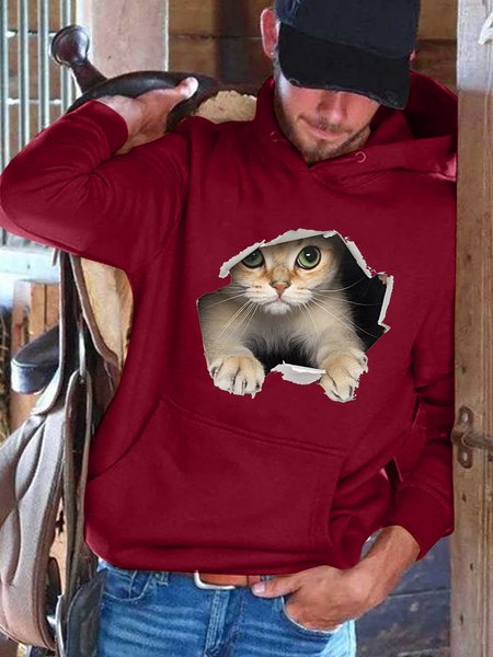 

3D Cat Funny Graphic Hoodies, Red, Hoodies&Sweatshirts