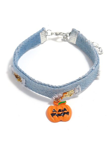

Simple Denim Halloween Pumpkin Bracelet, Lightblue, Bracelets