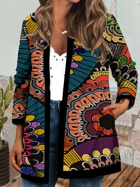 

Printed knitted cardigan women's sweater, As picture, Cardigans