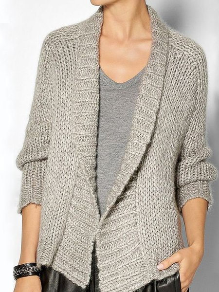 

Vintage Casual Basic Daily Work Sweater, Light gray, Cardigans