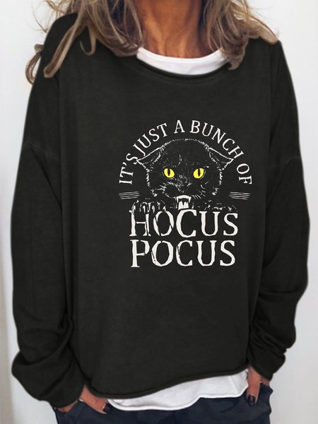 

It's Just A Bunch Of Hocus Pocus Ladies Round Neck Sweater & Pullover, Black, Hoodies&Sweatshirts