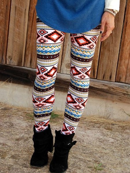 

Vintage High Stretch Geometric Pants, Multicolor, Leggings