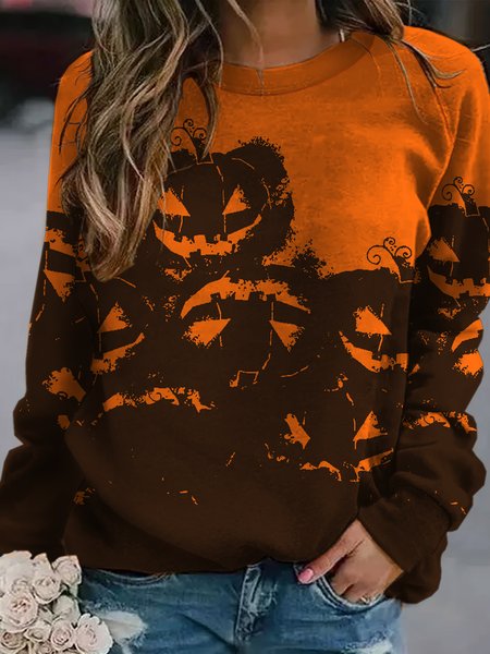 

Halloween Pumpkins Casual Sweatshirts, Orange, Hoodies&Sweatshirts