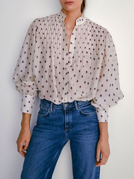 

Long Sleeve Loosen Casual Top, Beige, Blouses and Shirts
