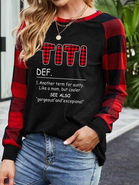 

Titi , Best Aunt Ladies Plaid Print Sweatshirts & Pullover, Black, Hoodies&Sweatshirts