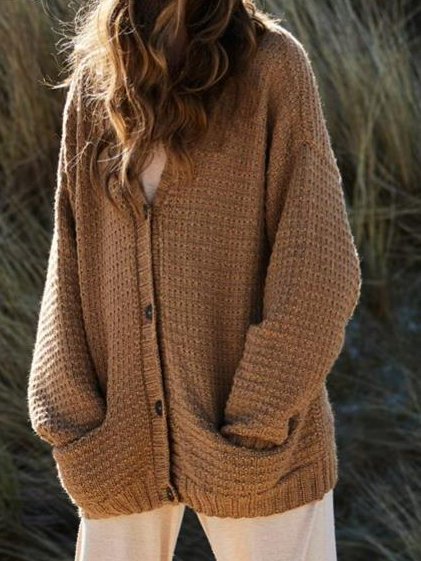 

Cotton Off Shoulder Outerwear, Light brown, Cardigans