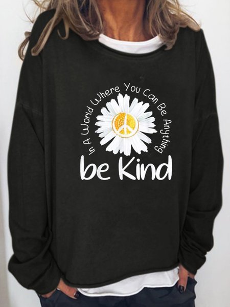 

Casuale Girocollo Maniche Lunghe Stampa Floreale Felpa, Nero, Hoodies & Sweatshirts