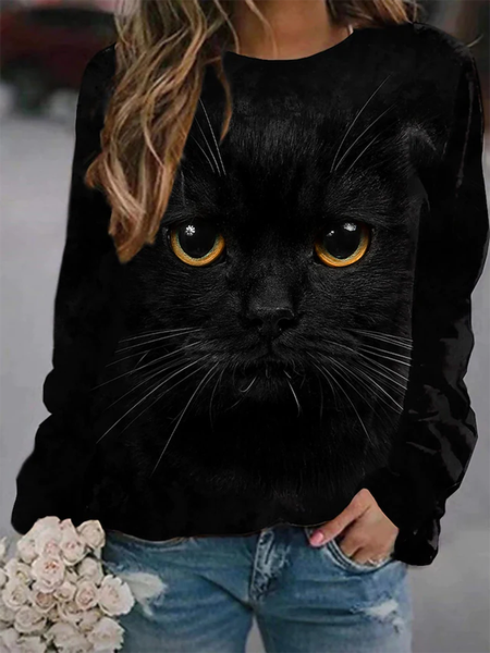 

Animale Stampato Maniche Lunghe Girocollo Casuale Felpa, Come immagine, Hoodies & Sweatshirts