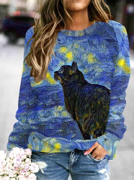 

Funny Black Cat Women's Sweatshirt, As picture, Hoodies&Sweatshirts