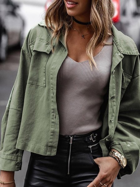 

Casual Plain Jackets, Green, Coats & Jackets