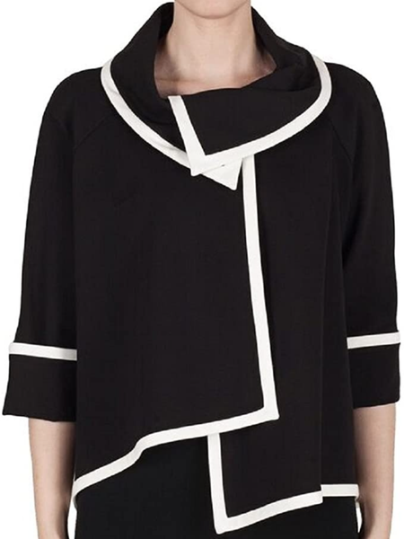 

Work Fall Non-Stretch Elegant Simple Lady Formal Outerwear, Black-white, Blazers