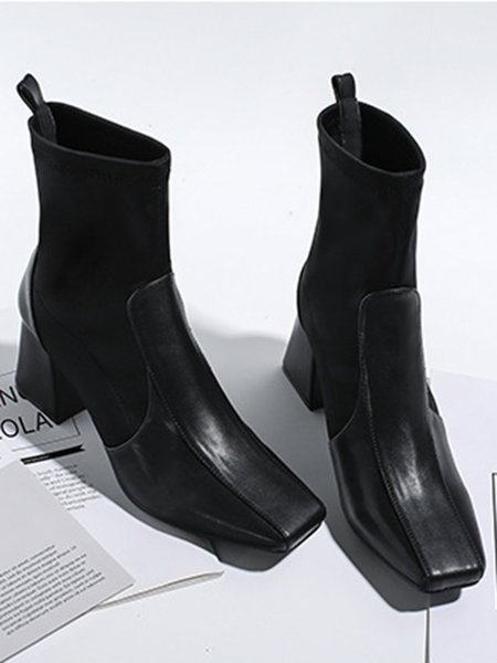 

Semplice Cucitura Calzino elasticizzato Stivali, Nero, Boots