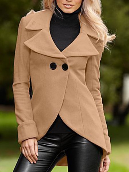 

Elegant Long Sleeve Plain Outerwear, Khaki, Coats