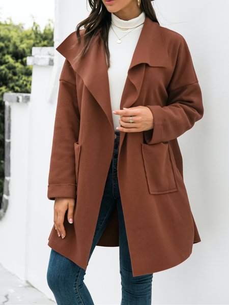 

Shift Shawl Collar Long Sleeve Solid Outerwear, Coffee, Coats & Jackets