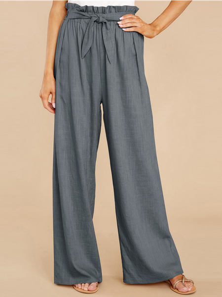 

Vintage Pants With Belt, Gray, Pants