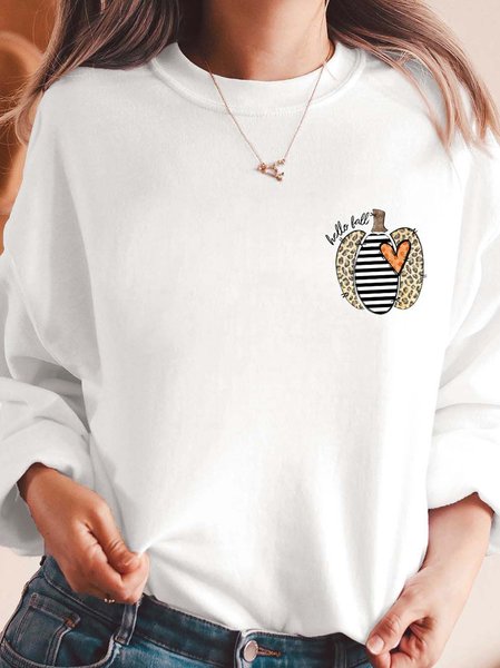 

Halloween Pumpkin Graphic Printed Crew Neck Sweatshirt, White, Sweatshirts & Hoodies