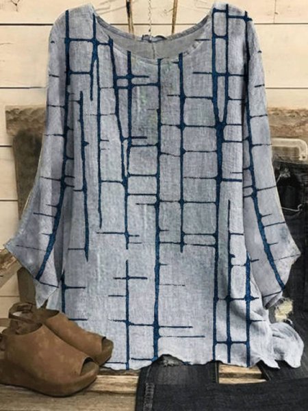 

Casual Geometric Shirts & Tops, Gray, Blouses & Shirts
