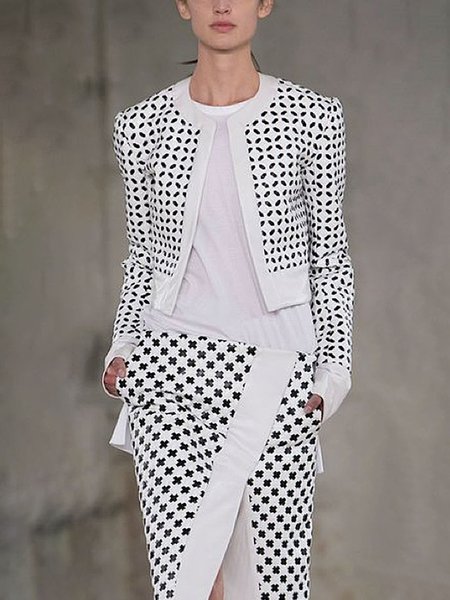 

Casual Loosen Long Sleeve Outerwear, White, Blazers