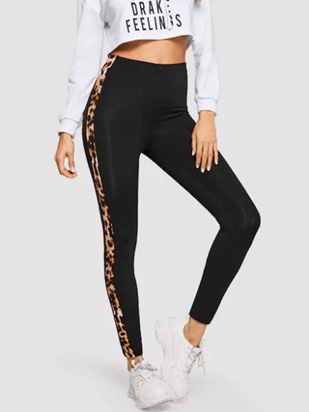 

Daily Leopard Casual High Stretch Pants, Black, Skinny Leg Pants
