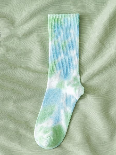 Casual Personality Tie-dye Cotton Socks, Aqua, Socks