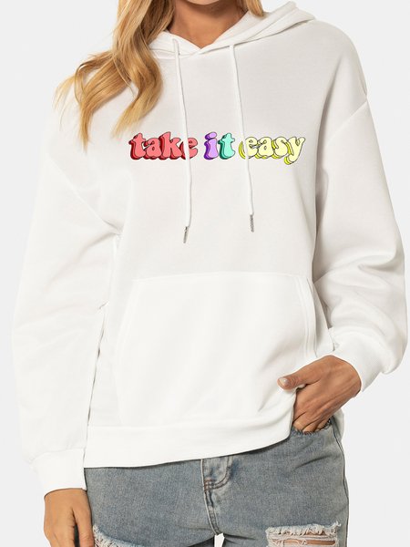 

Take It Easy Ladies Hooded Sweatshirt, White, Hoodies