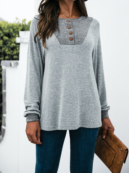 

Casual Cotton Long Sleeve Paneled Sweatshirts, Gray, Hoodies & Sweatshirts