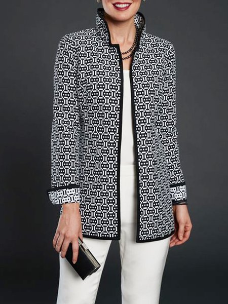 

Long Sleeve Regular Fit Vintage Outerwear, Black-white, Blazers