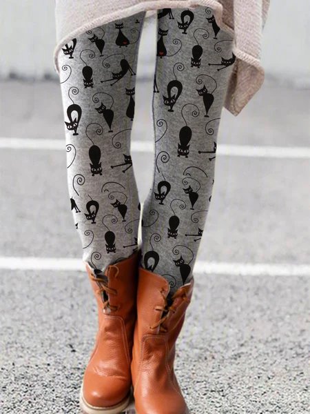 

LGrandi formati Stampare pantaloni, Grigio, Leggings