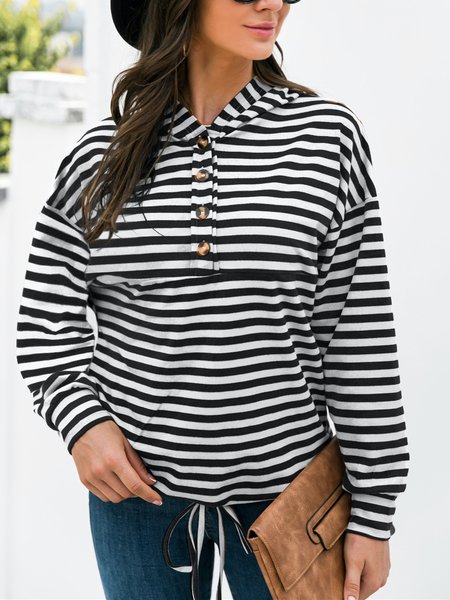 

Striped Shift Hoodie Long Sleeve Sweatshirt, Black, Hoodies & Sweatshirts