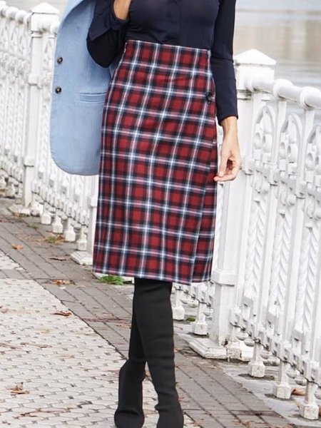 

Casual Geometric Skirts, As picture, Skirts