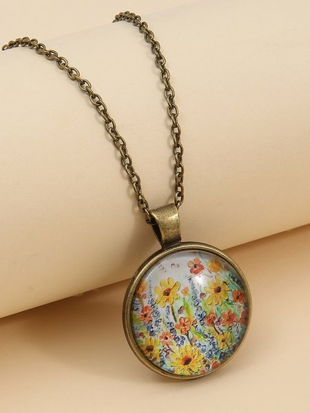 

Retro Simple Flower Alloy Necklace, As picture, Necklaces
