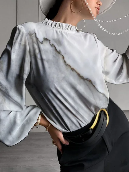 

Ruffle Sleeve Shirts & Tops, White, Tops