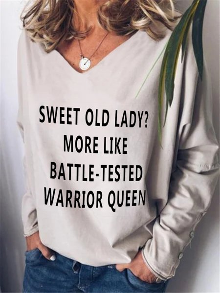 

Casual Long Sleeve V Neck Plus Size Printed Tops T-shirts, Apricot, T-Shirts