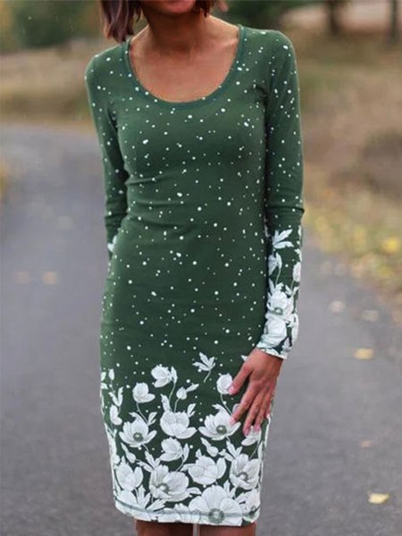 

Casual Floral Dresses, Green, Mini Dresses