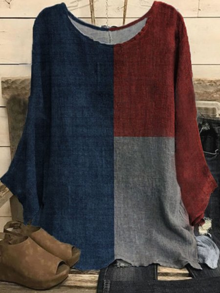 

Casual Long Sleeve Crew Neck Printed Top, Multicolor, Blouses & Shirts