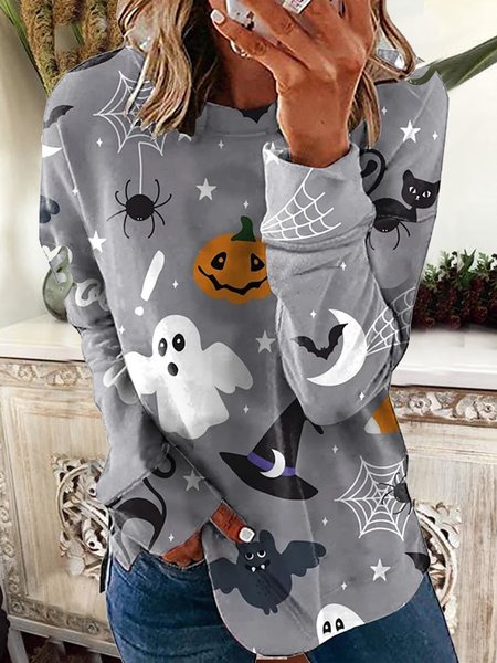 

Women's Sweatshirt Pullover Cat Prints Halloween Weekend Halloween Hoodies Sweatshirts, Gray, Hoodies & Sweatshirts
